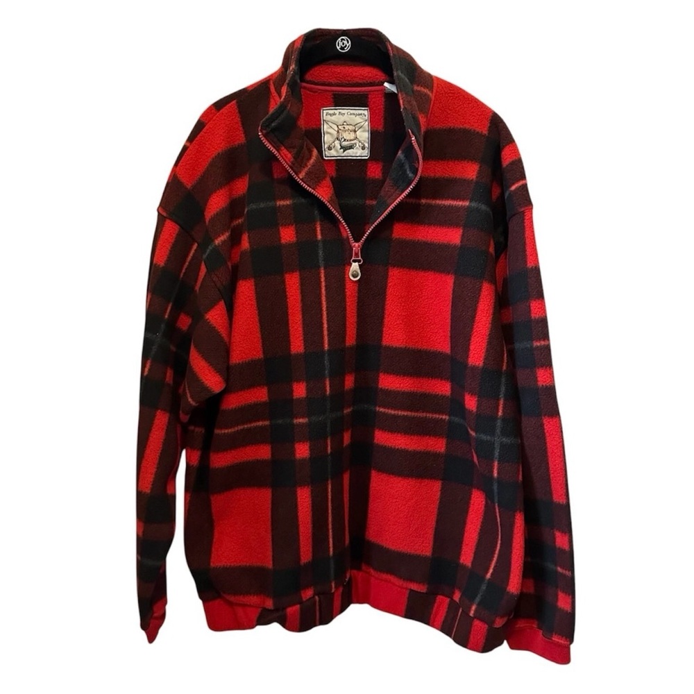 Vintage 90’s Bugle Boy Company Buffalo Plaid Fleece 1/4 Zip Pullover Men Size XL